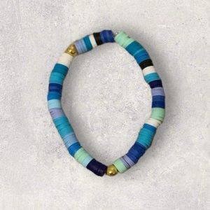 Handmade Clay Bead Bracelet in Teal and Blue Taylor Swift 1989 Era Theme One Sz